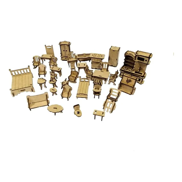 Kit De Mini Móveis Casinha De Bonecas Mdf Miniaturas