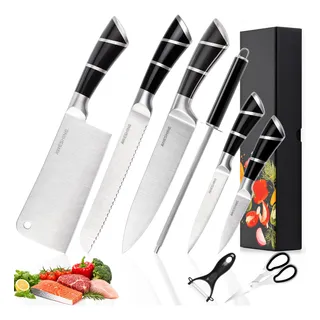 Kit 8 Facas Inox Para Cozinha Robustas Afiadas E Resistentes Preto R
