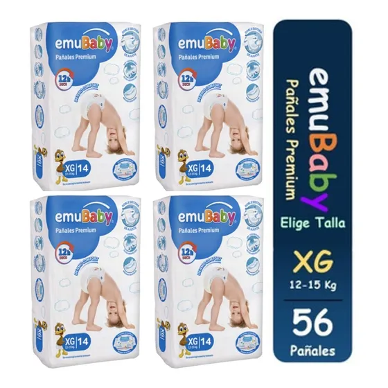 4pack Pañales Emubaby Premium Tallas P M G Xg Xxg Extra Grande (xg)