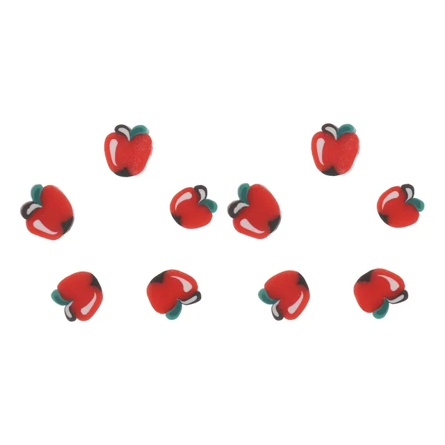 200 Cuenta Fruta Hecha Mano Manzana Roja Arcilla Polimerica