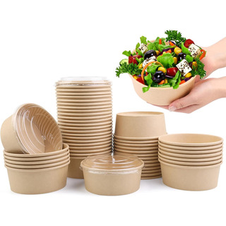 50 Bowls Kraft Contenedores Biodegradables 1000 Ml Con Tapa 50 Bowls Kraft Contenedores Biodegradables 1000 Ml Con Tapa