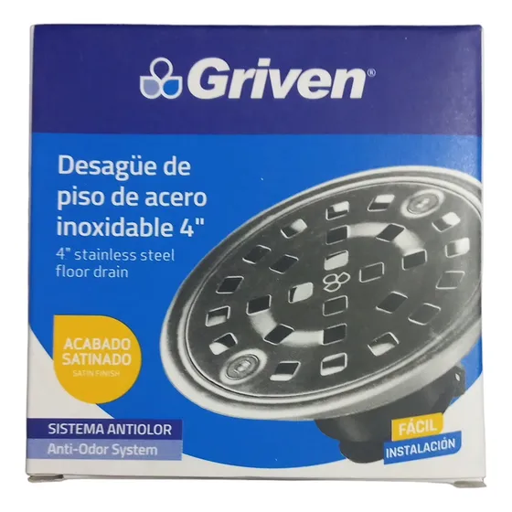 Rejilla Desague Centro Piso Redondo Griven 10cm Satinado