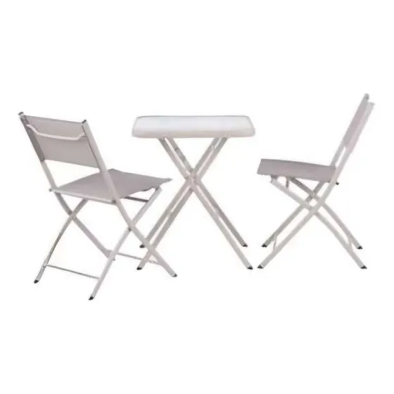 Mesa Para Balcon Con Sillas Elegante Y Para Exterior Color Gris