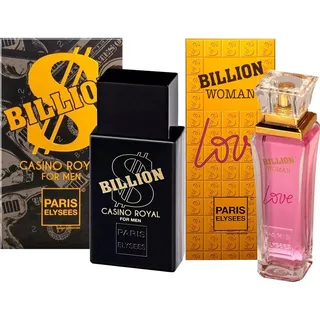 Kit Com 2 Perfumes Paris Elysees Billion Casino Royal + Billion Woman Love 100ml Kit Com 2 Perfumes Paris Elysees Billion Casino Royal + Billion Woman Love 100ml