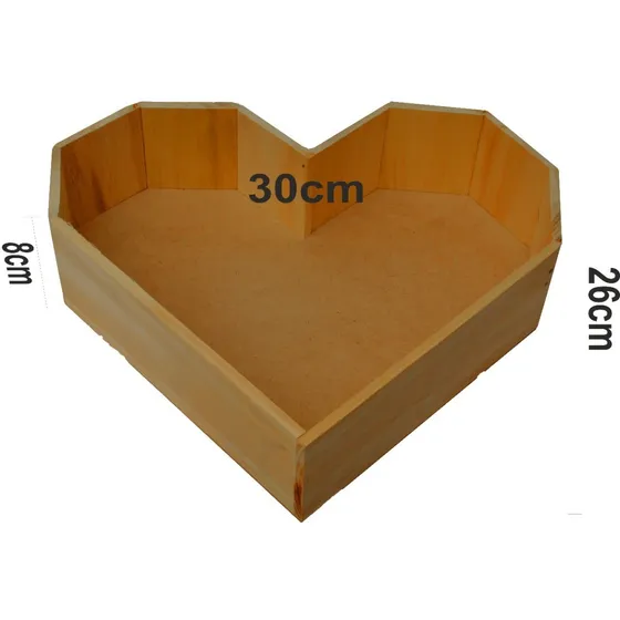 Caja Canasta Madera Corazón Amor Desayunos Detalle 30cm