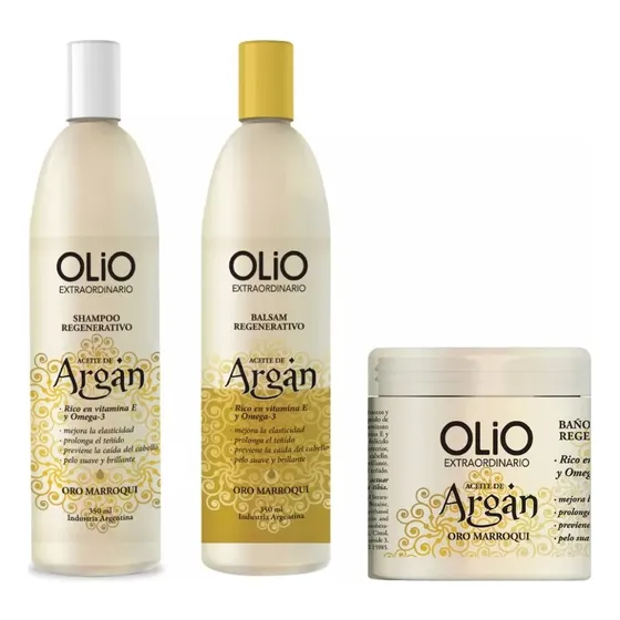 Shampoo + Acondicionador + Baño De Crema Olio Argán Regenera