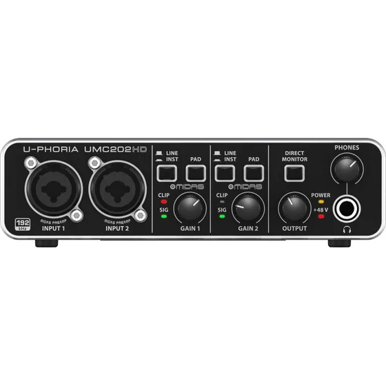 Interface de áudio Behringer U-Phoria UMC202HD preta