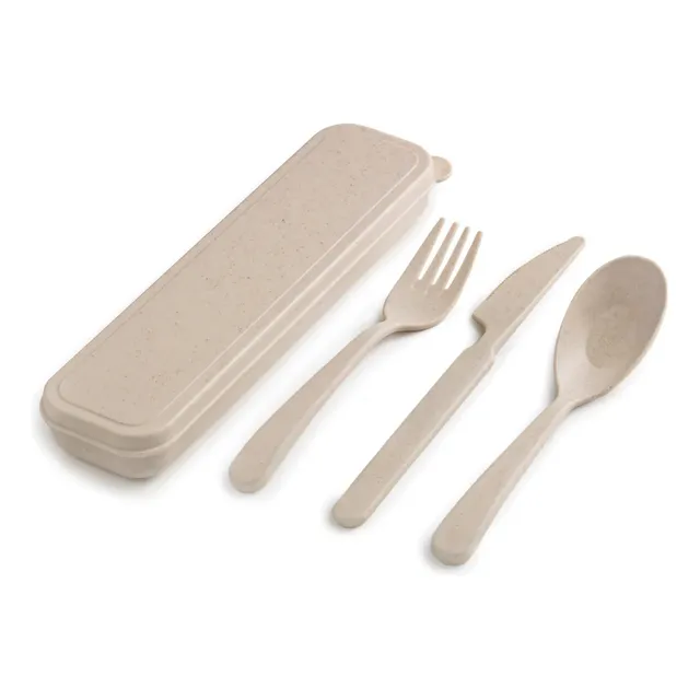 Aleissi Set Cubiertos Cuchara Tenedor Cuchillo Portatil Lunc Color Beige