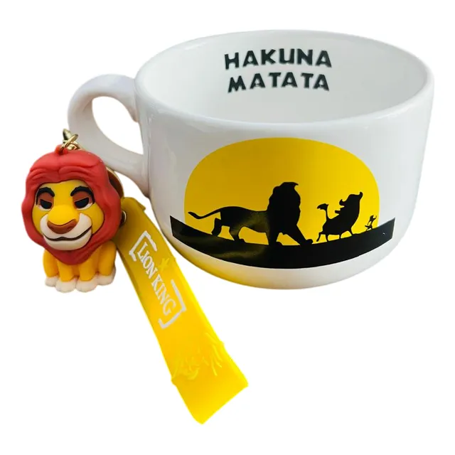 Taza Tazón Rey Leon Hakuna Matata + Llavero 3d Silicona