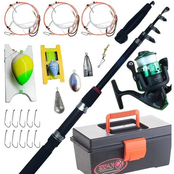 Combo Reel Waterdog Ctx201 + Caña Caja Lineas Plomo Anzuelos