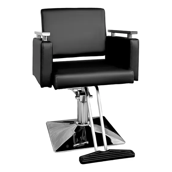 Sillon Nanofort Silla Barberia Estetica Cuadrada 360° Moderna Color Negro Tipo De Respaldo Fijo