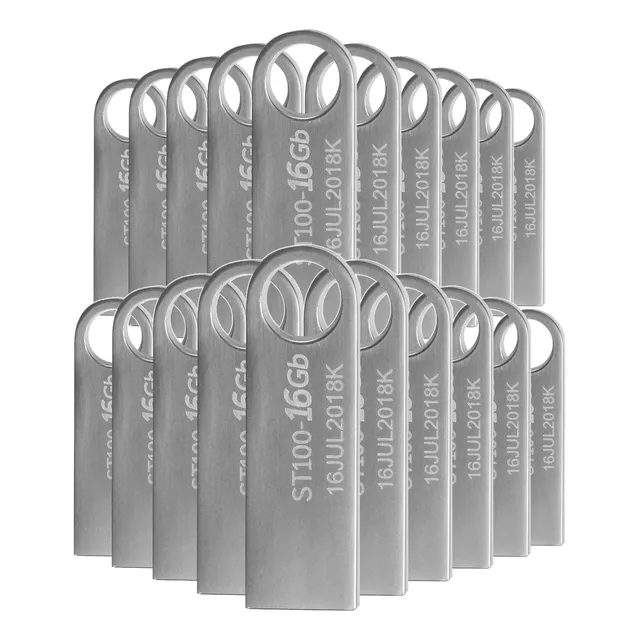 Kit 20 Memoria Usb 16gb Stylos Tech St100 2.0 Plateado