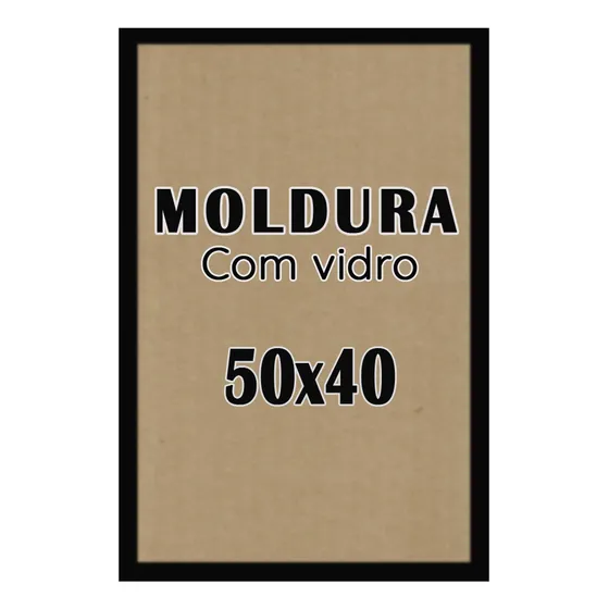 Moldura Decorativa 50x40 Para Foto C/ Vidro Cor Preto