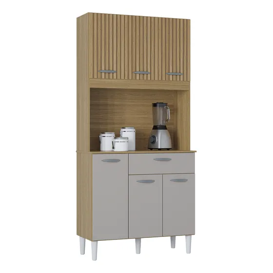 Armario Mueble De Cocina Kit Multiuso Aparador Color Damasco Ripado Offwhite LG Amoblamientos