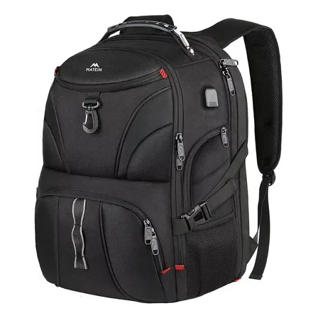 Mochila De Viagem 45l Para Notebook 17 Polegadas Aprovada Para Avião 10kg, Antirroubo E Impermeável Com Porta Usb, Ideal Para Trabalho E Universidade, Matein 1211 Cor Preto Liso