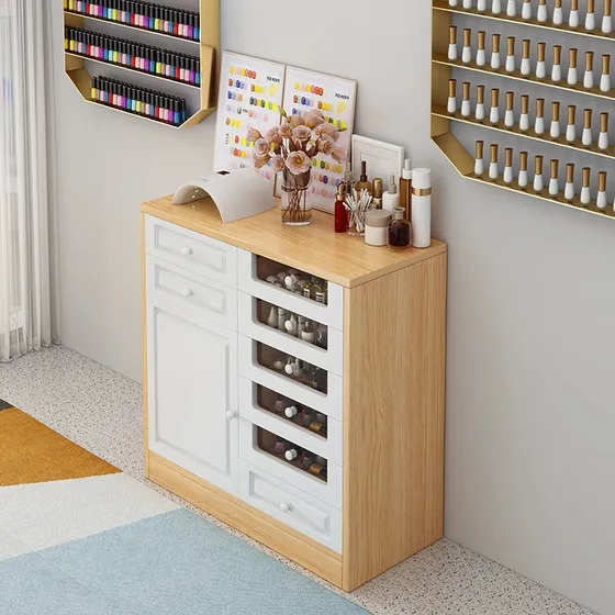 Mesa De Manicura Gabinete Con Cajones Acrílico Transparente Roble