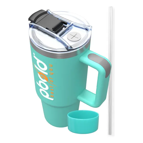Termo Botella Térmica Deportiva Vaso Botilito Agua Café Caliente Acero Inoxidable 40oz Deporte Gimnasio Gym Fitness Oficina Viajes Pitillo Protector Silicona Pbold Seafoam