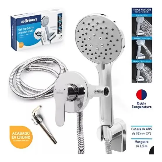 Set De Ducha Con Llave Monomando Cromado