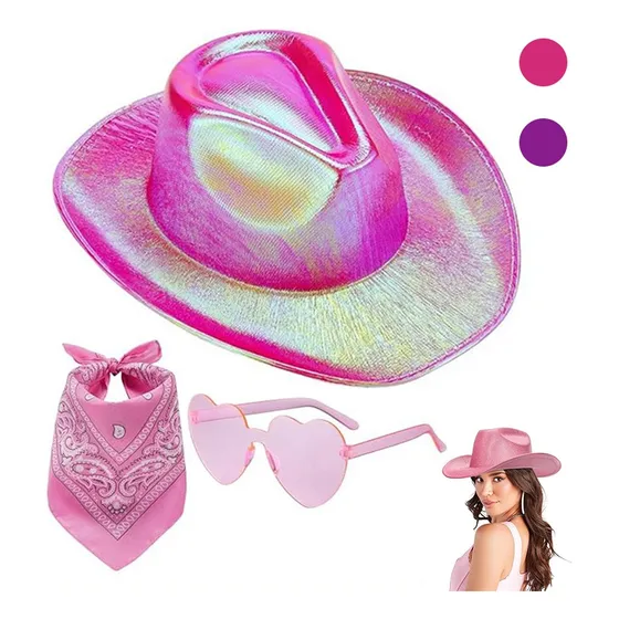 3pcs Sombrero Vaquero Disfraz Para Fiesta Y Gafas,toalla