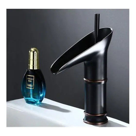 Grifo Lavabo Para Baño Cascada Agua Fria Caliente Dorado Una
