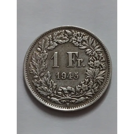 Moeda Prata Suíça 1 Franco Ano 1945 Lote 3418