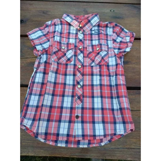 Camisa Corta Niño Talle 6 Casual Cuadros Excelente Calidad