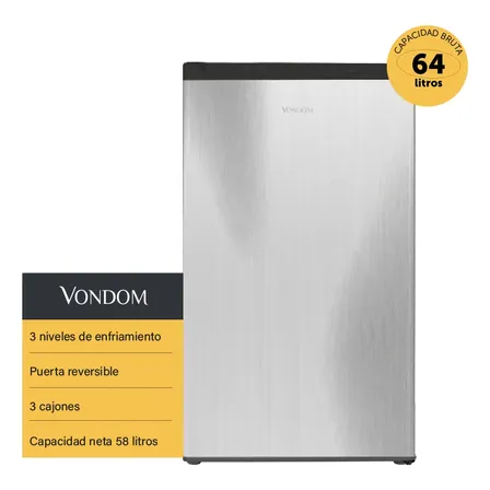 Freezer Vertical Bajo Mesada Vondom Silver 64 L
