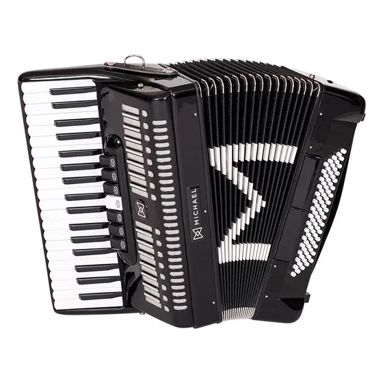 Acordeon 80 Baixos Michael Acm8007n Spb C\ Bag Rodinhas Cor Preto sólido