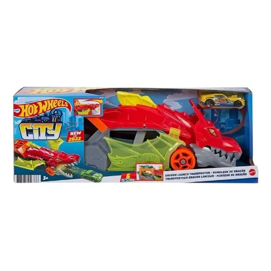 Pista De Carro De Brinquedo Reboque de Dragão Hot Wheels Da Mattel