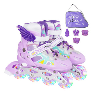 Patines En Linea 4 Ruedas Adultos Niños Ajustable Con Luz Patines En Linea 4 Ruedas Adultos Niños Ajustable Con Luz