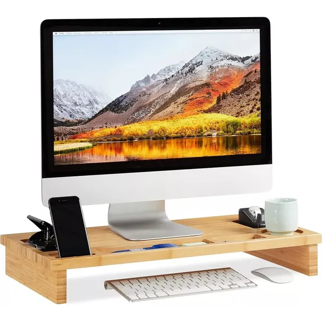 Base Monitor Madera Soporte Monitor Base Alzador Notebook