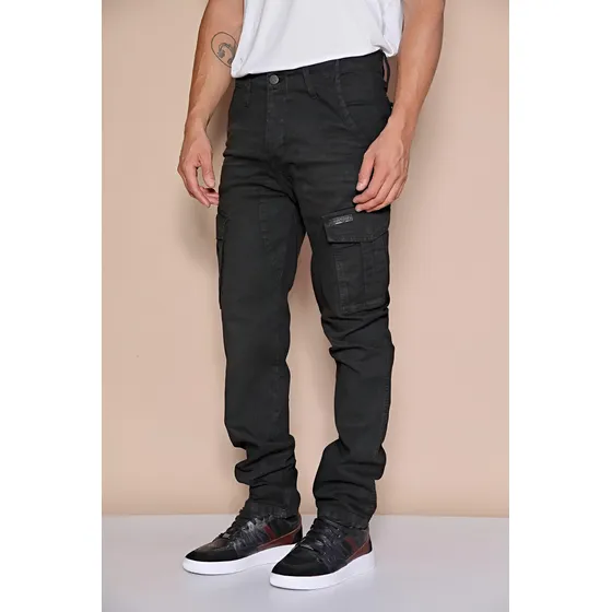 Pantalón Hombre Cargo Elastizado Old Bridge Louis Black