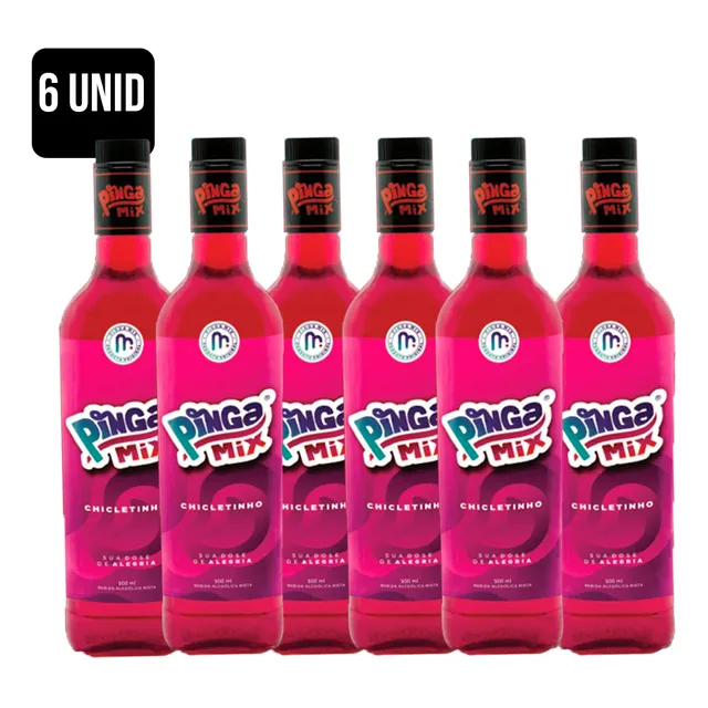 Pinga Mix Chicletinho (morango) 900 Ml 6 Unidades Atacado