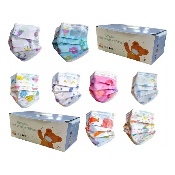 X50 Mascarillas Niños Con Diseño 3 Pliegues Desechable Caja Color Suitido Diseño - Niño