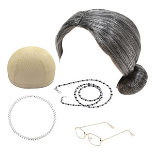 Conjunto De Colar De Ăculos De Peruca Para VovĂł Conjunto De Colar De Ăculos De Peruca Para VovĂł
