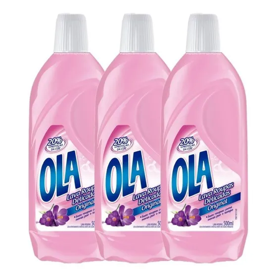 Kit Com 3 Lava Roupas Ola Original 500ml Cada