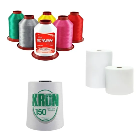 Kit De Bordado Linha Ricamare Linha Da Bobina Entretela 40g