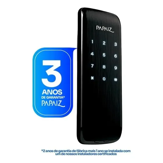 Fechadura Digital Papaiz SL125 Sobrepor | IP55 Chuva Sol Maresia | Senha Touchscreen Painel Vertical