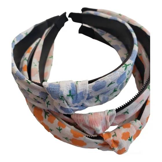 Vincha Anudada Pack X 12 U. Flores En Colores Surtidos