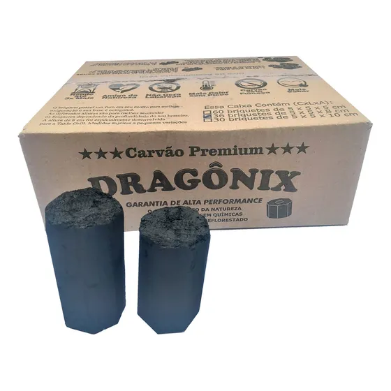Dragonix Carvão Sem Fumaça Premium - Alta Performance - Churrasqueiras e Fiss Koss - Table Grill