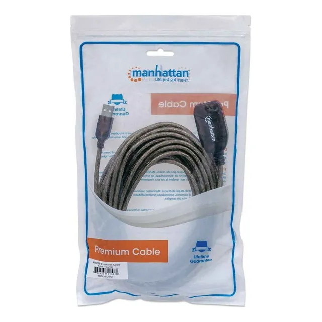 Extension Activa Usb 10 Metros Macho-hembra Manhattan 151573 Color Plateado