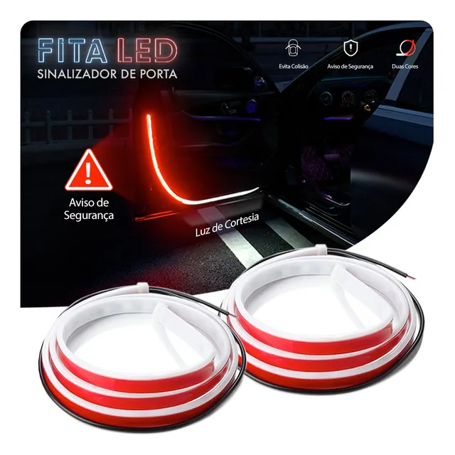 Kit 4 Fitas Porta Fluence 2011 Neon Branco Vermelho Tunning