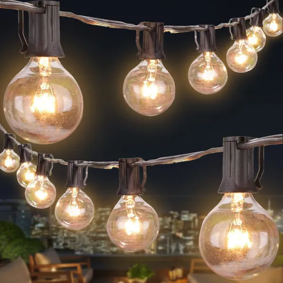 Bluelander Guirnalda De Luces Para Exterior, 25 Focos Vintage + 2 Bombillas De Repuesto, Resistente E Impermeable Ip65, A Prueba De Lluvia Y Humedad, Luces Para Exterior, Serie De Luces, Longitud De