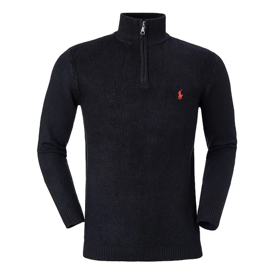 Suéter Ralph Lauren Crewneck Ziper Parcial Cor Preto