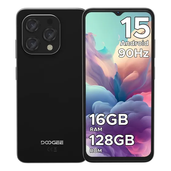 Doogee N55 Smartphone Android 15 Screen Hd+ 90 Hz 16 GB RAM+128 GB Camera Ai 13MP Battery 5150 mAh Dual Sim Lte 4g Delgado Y Ligero