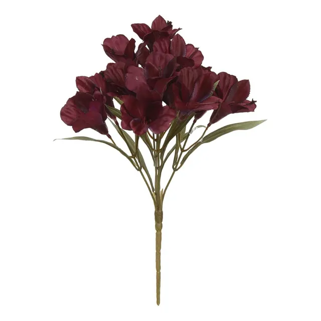 Buque Astromelia Em Cetim 15 Botoes Vermelho Outono 34cm