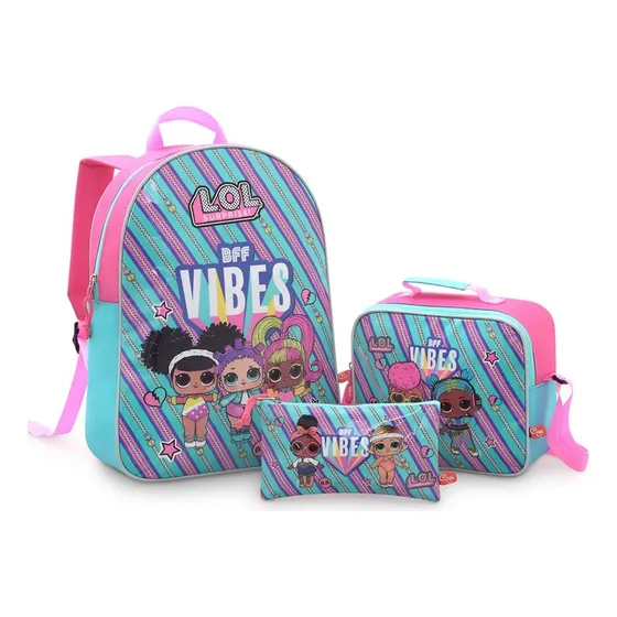 Morral + Lonchera + Cartuchera Lol