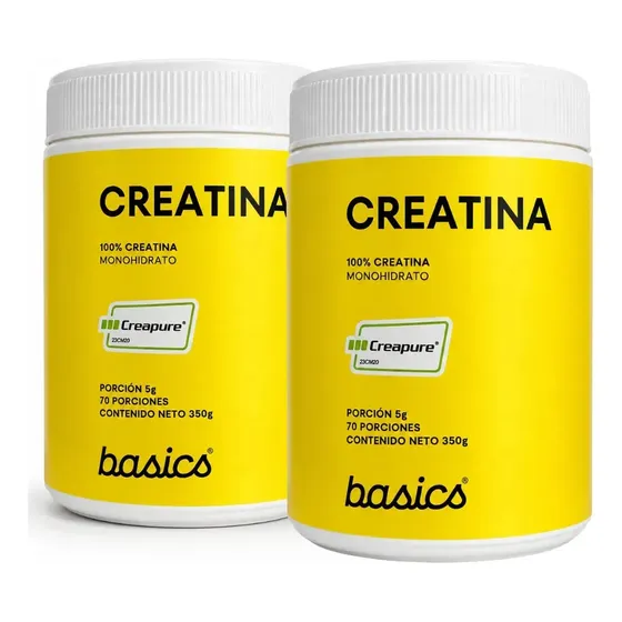 Pack 2x Creatina Monohidratada Creapure® 350g Basics Nutrition Sin Sabor