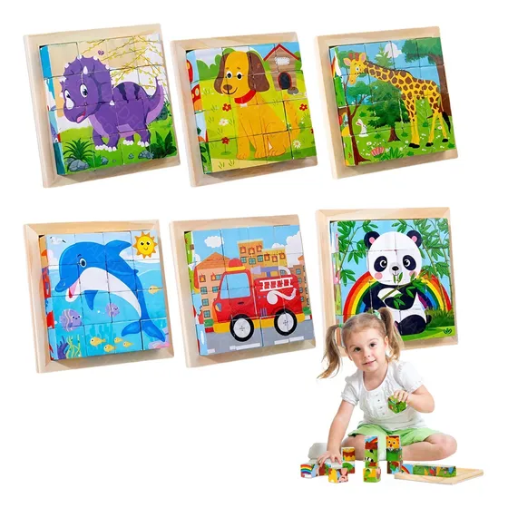 6pcs Rompecabezas Niños De Cubos De 3d, 6 En 1 Rompecabezas