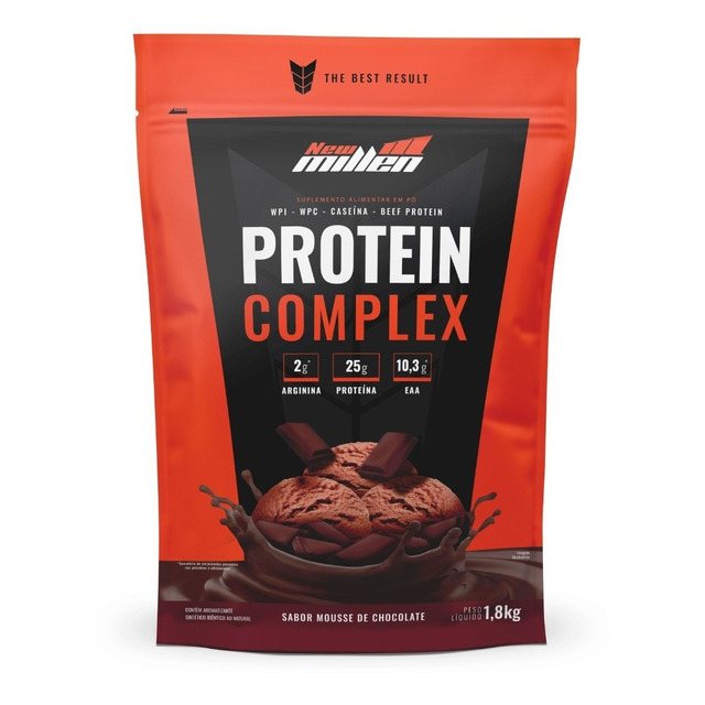 Suplemento Em Pó New Millen Protein Complex Sabor Mousse De Chocolate 1.8kg Suplemento Em Pó New Millen Protein Complex Sabor Mousse De Chocolate 1.8kg
